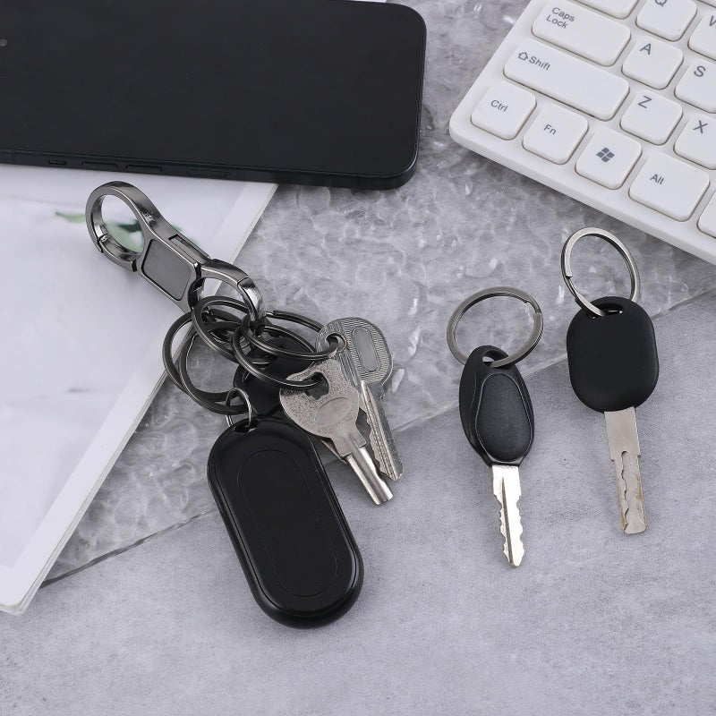 Styquenzer 2 Pcs Heavy Duty Key Chain with 8 Pcs Stainless Key Rings, Detachable, Organizer for Multiple Keys, Black, Unisex Adult - Image 5