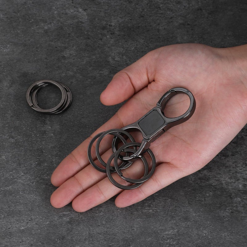 Styquenzer 2 Pcs Heavy Duty Key Chain with 8 Pcs Stainless Key Rings, Detachable, Organizer for Multiple Keys, Black, Unisex Adult - Image 4