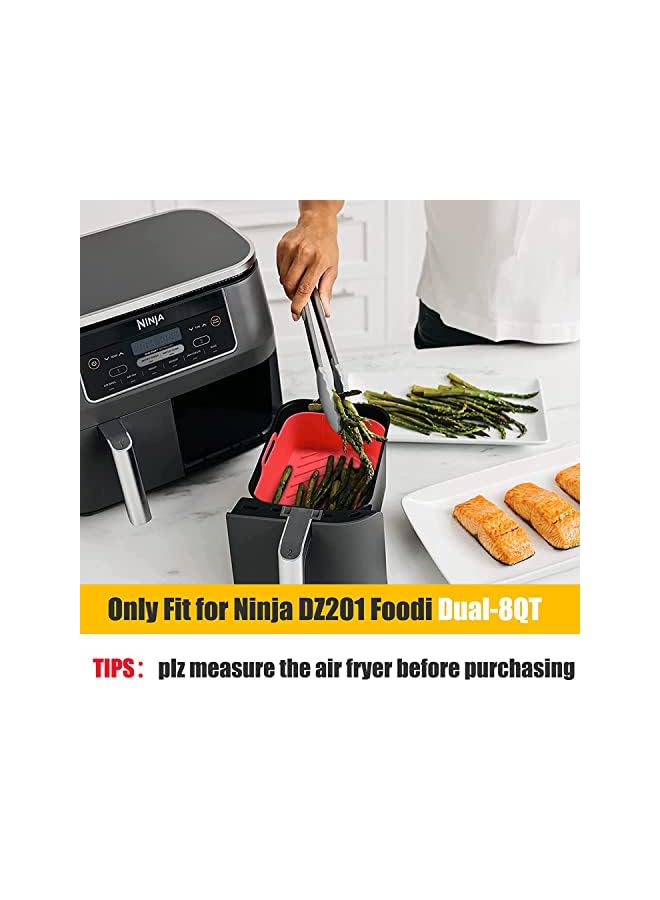 IAF Air Fryer Silicone Liners-2Pcs Air Fryer Silicone Pot Reusable Silicone Air Fryer Liners Food Safe Non Stick Air Fryer Basket Accessories Replacement Baking Tray for Ninja Dual Dz201 Dualzone - Image 2