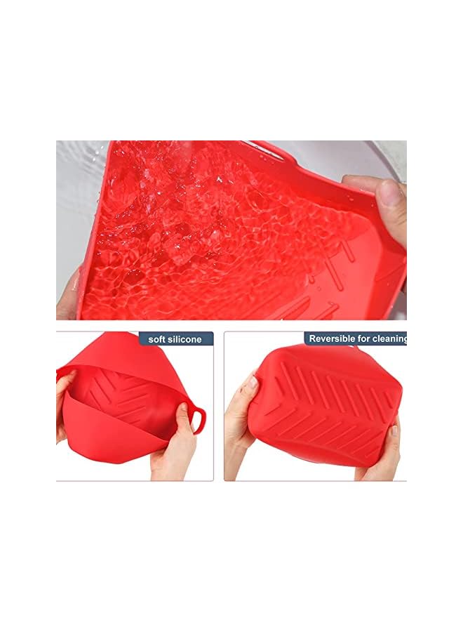 IAF Air Fryer Silicone Liners-2Pcs Air Fryer Silicone Pot Reusable Silicone Air Fryer Liners Food Safe Non Stick Air Fryer Basket Accessories Replacement Baking Tray for Ninja Dual Dz201 Dualzone - Image 3