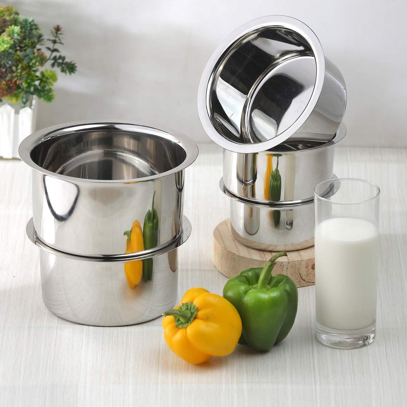VINOD Kraft Stainless Steel Tope Set of 5 Pcs (500ml, 800ml, 1200ml, 1600ml & 2000ml) | Patila, Bhagona Set | Flat Bottom, Mirror Finish | Induction and Gas Base -2 Year Warranty - Image 3