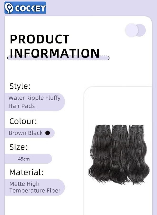 COCKEY 3Pcs Clip in Hair Extensions, Invisible Adjustable Long Wavy Synthetic Heat Resistant Hairpieces for Women Girls, Black, 45cm - Image 4