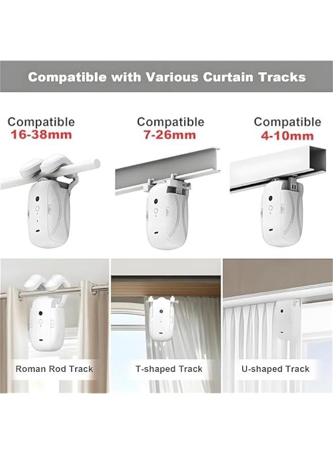 Smart Automatic Curtain Opener with Remote Control, Upgraded High-Performance Motor, Curtain Robot Motor Suitable for Roman Rod, T-shaped/U-shaped Tracks, White, LY-1668 - Image 2