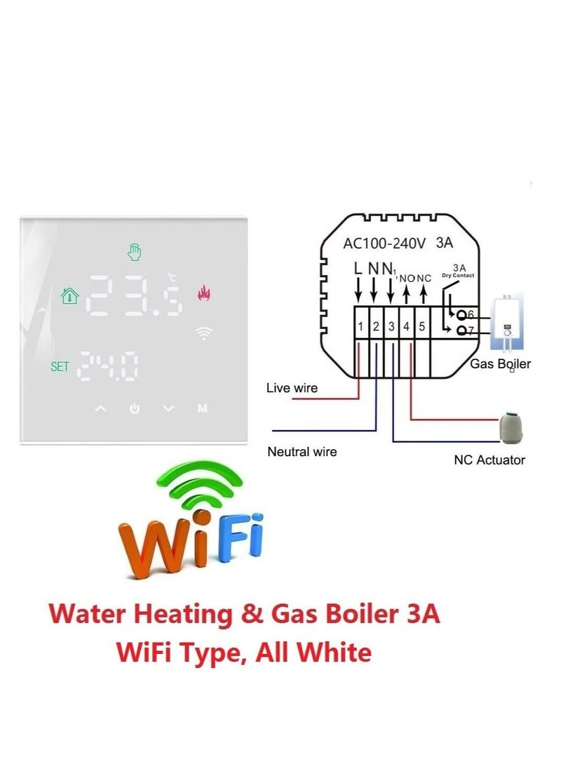 Smart Thermostat, Programmable Temperature Controller, Support WiFi connection and touch screen, for Electric Heating/Gas Boiler, Save Energy and Costs (White)  - Image 3