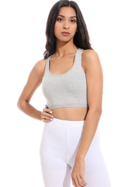 Mesery Full Coverage Non-wired Cross Back Sportive Bra For Women - Grey