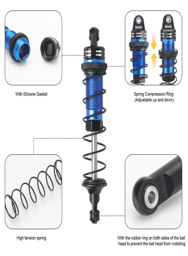 daitoku RC Car Shock, daitoku Shock Absorber Front & Rear for 1/10 Traxxas Slash 2WD/4X4 Hoss Rustler 4X4 VXL Bandit Nitro Stampede Replacement of 5862 - Blue - Image 4