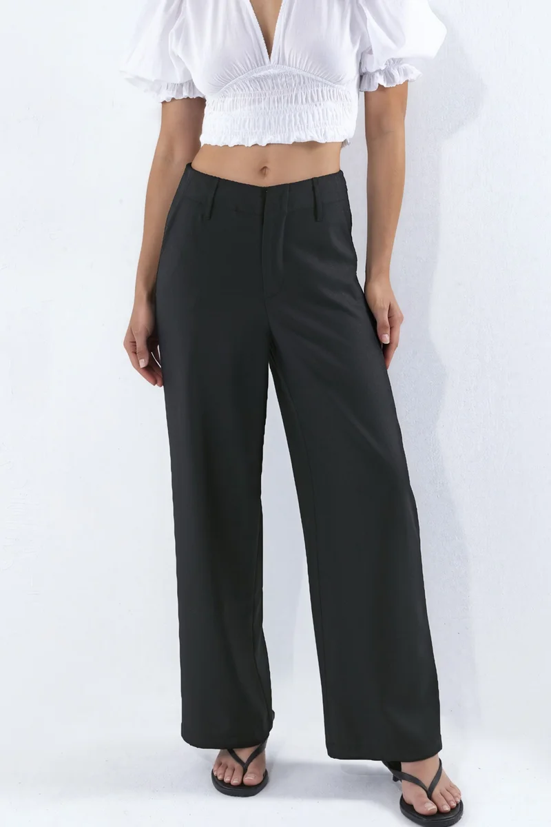 هيكاب Belted Flowy Straight Fit Trousers