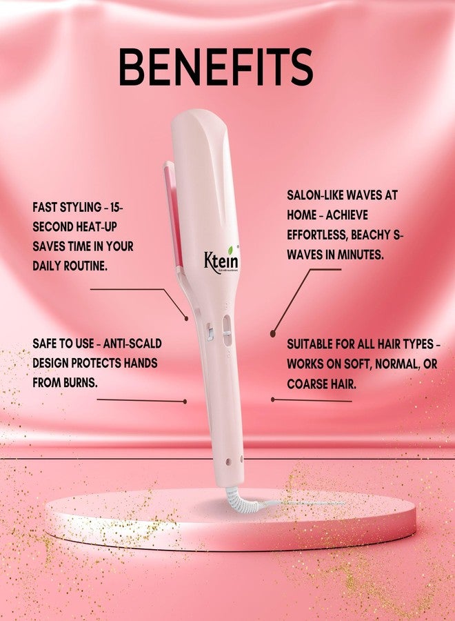 كتين مكواة تجعيد الشعر وتصفيفه على شكل حرف V من السيراميك التورمالين من Ktein، مقاس 32 مم | تسخين سريع | مقاومة للحروق | 4 إعدادات لدرجة الحرارة | معطرة بالزيوت العطرية | قفل للتخزين | مناسبة لجميع أنواع الشعر - Image 3