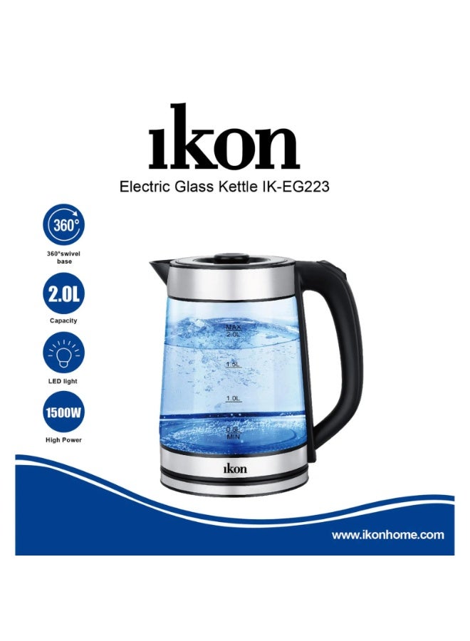 ikon 2.0L Electric Glass Kettle with Blue LED Light - Model IK-EG223 - Image 3