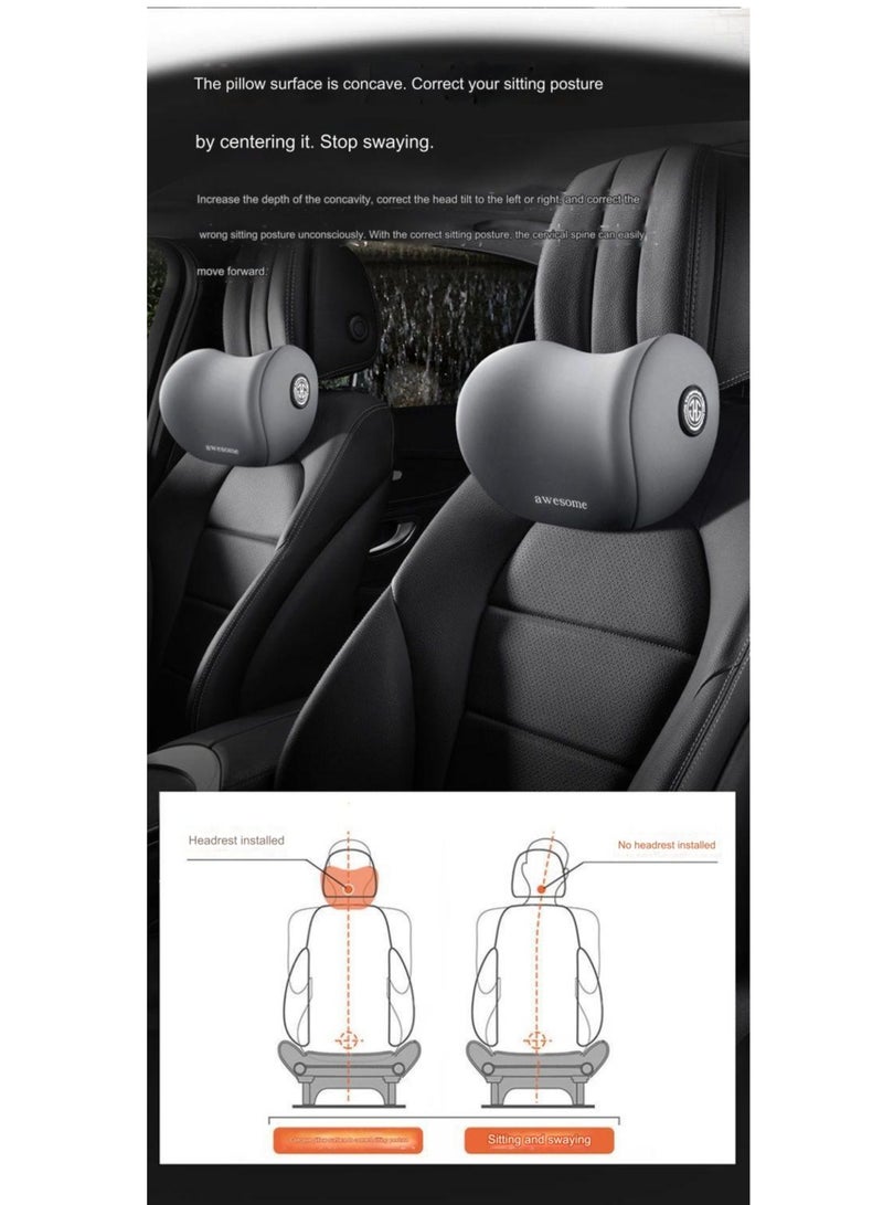 Awesome Car Seat Headrest Neck Pillow Travel Pillow Gray - Image 3