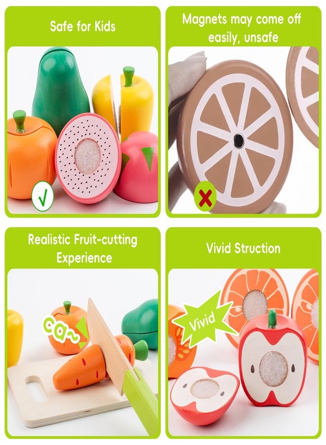 Busy edition Wooden Play Food Sets for Kids Kitchen, Velcro Fruits and Vegetables Cutting Set, Fake Food Play Kitchen Accessories, Learning Pretend Play for Toddlers 3-5 Boys Girls - Image 5