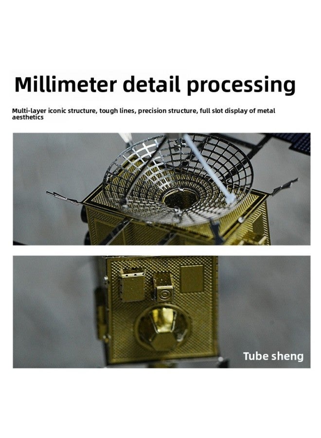 Gold Model Satellite Aviation Building Blocks 3D Stereo Iron Piece Puzzle Ornaments Handmade DIY Toys-Color:Boeing Starship Manned Spacecraft [color] - Image 5