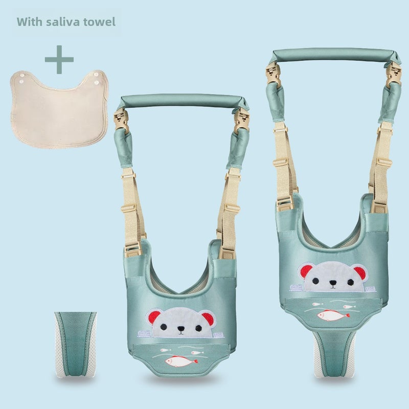 Breathable Four-Season Baby Carrier Walking Vest Green (saliva towel)