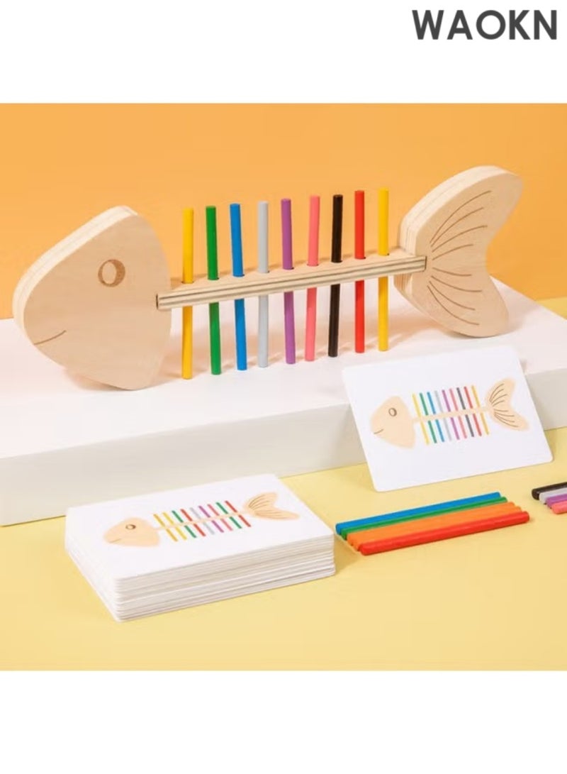 دبليو أيه أو كي أن أداة تعليمية من مونتيسوري على شكل عظمة سمكة، تدريب المهارات الحركية الدقيقة للأطفال الصغار، مطابقة الألوان، فرز الألوان ومطابقة الحواس، ألعاب الأطفال من سن 3 سنوات فما فوق، ألعاب مونتيسوري لمرحلة رياض الأطفال، ألعاب التعليم المبكر - اللون: مطابقة ألوان عظمة السمكة - Image 2