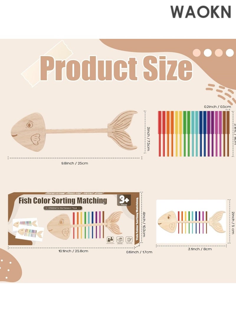 دبليو أيه أو كي أن أداة تعليمية من مونتيسوري على شكل عظمة سمكة، تدريب المهارات الحركية الدقيقة للأطفال الصغار، مطابقة الألوان، فرز الألوان ومطابقة الحواس، ألعاب الأطفال من سن 3 سنوات فما فوق، ألعاب مونتيسوري لمرحلة رياض الأطفال، ألعاب التعليم المبكر - اللون: مطابقة ألوان عظمة السمكة - Image 4