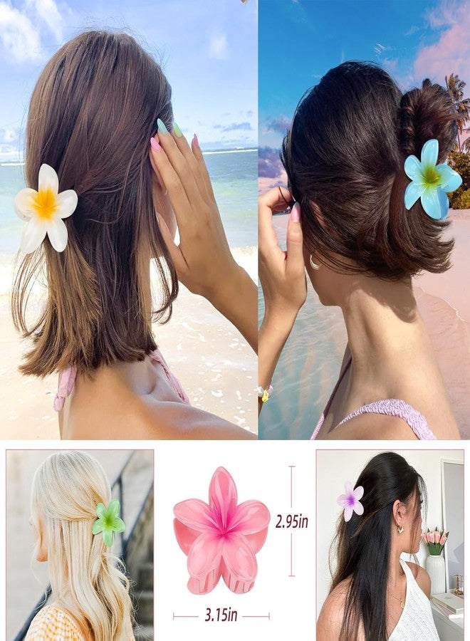 مشابك شعر RHOSYN HAIR ACCESSORIES للنساء والفتيات، مشابك بلوميريا، مناسبة لجميع أنواع الشعر، مشابك كبيرة، إكسسوارات شعر استوائية شاطئية، مجموعة من 3 مشابك كبيرة و6 مشابك صغيرة D - Image 3