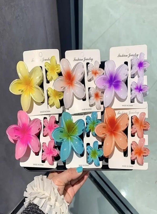 مشابك شعر RHOSYN HAIR ACCESSORIES للنساء والفتيات، مشابك بلوميريا، مناسبة لجميع أنواع الشعر، مشابك كبيرة، إكسسوارات شعر استوائية شاطئية، مجموعة من 3 مشابك كبيرة و6 مشابك صغيرة D - Image 2