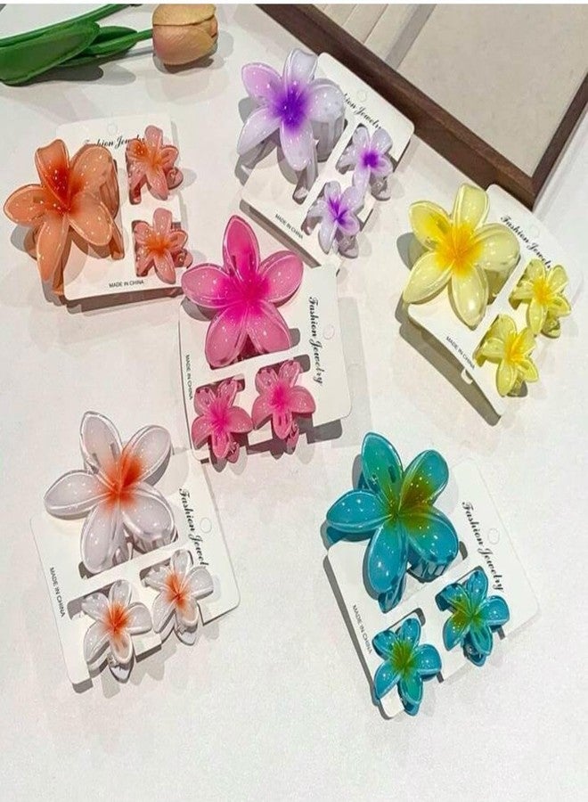 مشابك شعر RHOSYN HAIR ACCESSORIES للنساء والفتيات، مشابك بلوميريا، مناسبة لجميع أنواع الشعر، مشابك كبيرة، إكسسوارات شعر استوائية شاطئية، مجموعة من 3 مشابك كبيرة و6 مشابك صغيرة D - Image 1