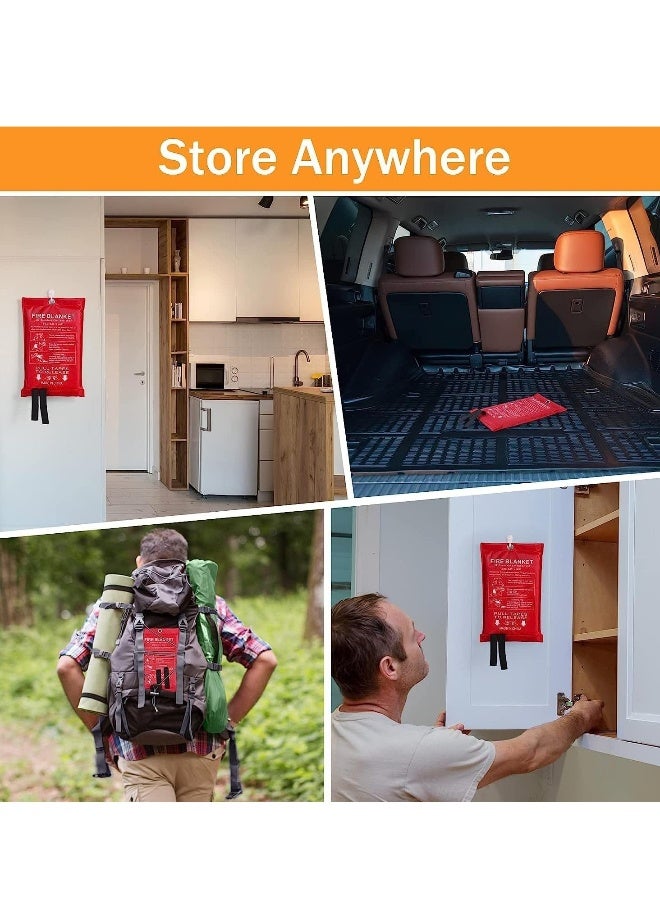 بطانيات حريق طارئة للمنزل، بطانية مقاومة للحريق للطوارئ، بطانية مقاومة للحريق للمطبخ، التخييم، الشواء، السيارة، المكتب، المستودع، المدرسة، النزهة، المدفأة (2 قطعة) - Image 5