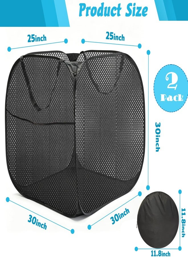 KEOHOLI 2 Pack 30 * 30 * 30 inch Pop up Pool Toy Storage Bin with Side Pockets Mesh Pool Float Holder Toys Organizer for Inflatable Toys, Beach Balls,Black - Image 2