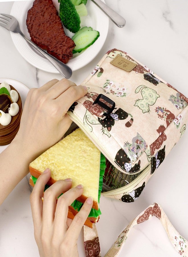 لينكيديا حقيبة وجبات خفيفة صغيرة معزولة من Linkidea، حقيبة غداء حرارية قابلة لإعادة الاستخدام، حافظة تبريد خفيفة الوزن للفواكه والنزهات والرحلات والاستخدام الخارجي (بيج) - Image 5