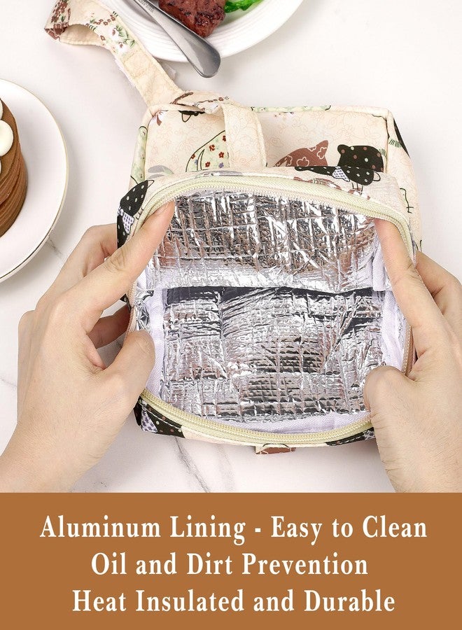 لينكيديا حقيبة وجبات خفيفة صغيرة معزولة من Linkidea، حقيبة غداء حرارية قابلة لإعادة الاستخدام، حافظة تبريد خفيفة الوزن للفواكه والنزهات والرحلات والاستخدام الخارجي (بيج) - Image 4