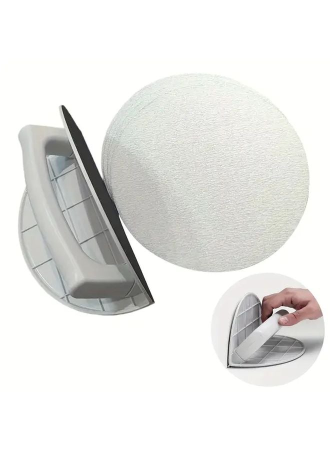 Self Adhesive Half Round Sandpaper Holder White Sand Rack 180 Days 10 Sheets Reusable - Image 4