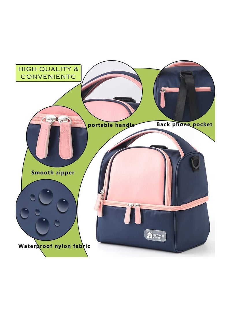 Y&D - Lunch Bag , Insulated with Adjustable Shoulder Strap(Pink) - Image 1