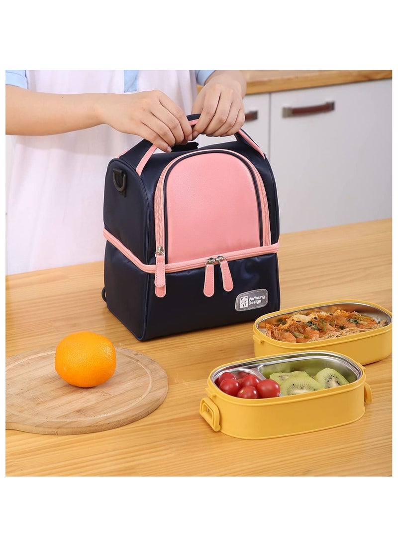 Y&D - Lunch Bag , Insulated with Adjustable Shoulder Strap(Pink) - Image 1