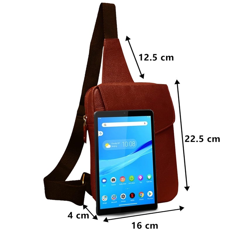 ABYS حقيبة نقدية من الجلد الطبيعي || حقائب صدر || حقيبة جسم || حافظة جواز السفر || حافظة عنق || حقيبة يد || حقيبة كتف || حقائب كتف للرجال والنساء (بني فاتح) - Image 2