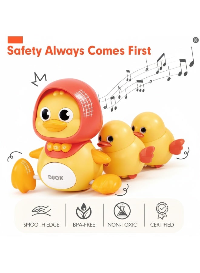 مجموعة ألعاب زحف البطة الموسيقية المكونة من 3 قطع، مع موسيقى وأضواء تعليمية وألعاب زحف ذكية - Image 3