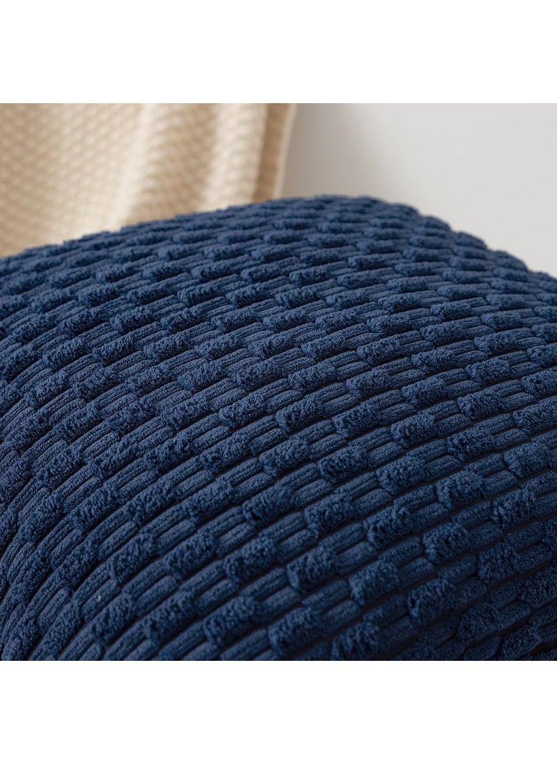 K KEVIN TEXTILE Kevin Textile Pack of 2 Corduroy Decorative Throw Pillow Covers 22x22 Inch Soft Boho Striped Pillow Covers Modern Farmhouse Home Decor for Spring Sofa Living Room Couch Bed Navy Blue  - Image 3