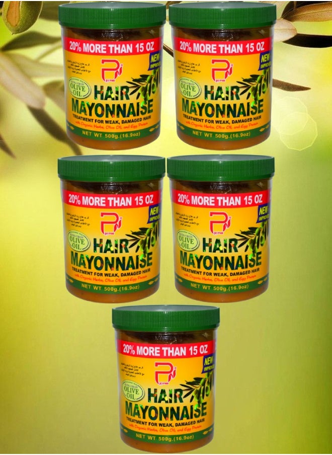 PYRON 5 Pieces Hair Mayonnaise Treatment For Weak Damaged Hair Olive Oil 500g  - Image 1