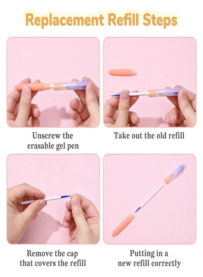 Temiary 4 Pcs Erasable Gel Pens & 10 Pcs Refills, Retractable Ink Pen with Eraser Clear, 0.5mm Fine Point Smooth Writing Make Mistakes Disappear for Crossword Puzzles Note Taking (Blue Ink) - Image 4