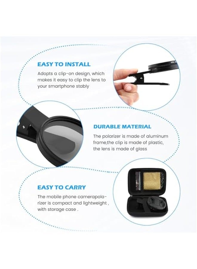 Universal 67mm Clip-On CPL Phone Camera Lens Filter SetCompatible with iPhone, Samsung, and Android Smartphones  - Image 3