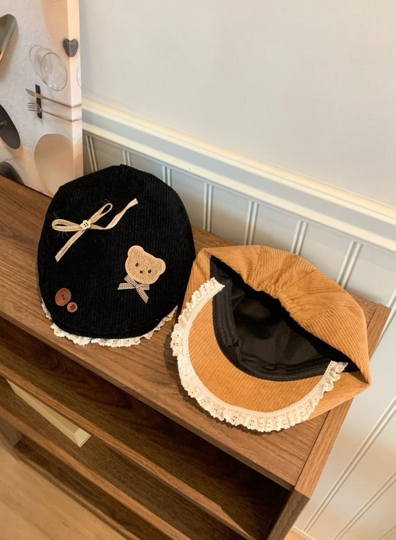 Female Cute Bear Bow Forward Hat  - Image 2