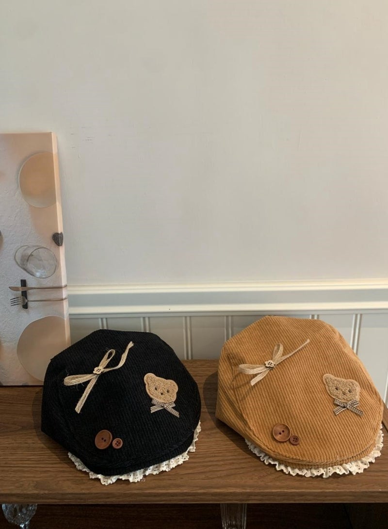 Female Cute Bear Bow Forward Hat  - Image 3