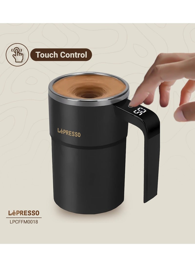 LePRESSO Stirmagic Auto Stirring Mug with Temperature Display, Detachable Magnetic Rod, Touch Control, 380ml Capacity - Black - Image 4