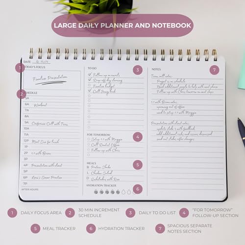 Merely Home | Meeting Notebook for Work | 8.25" x 11.75" | Project Planner | Simple Design | Multiple Layouts | Office and Business Planner (Evergreen, Meeting Planner - Landscape) - Image 4