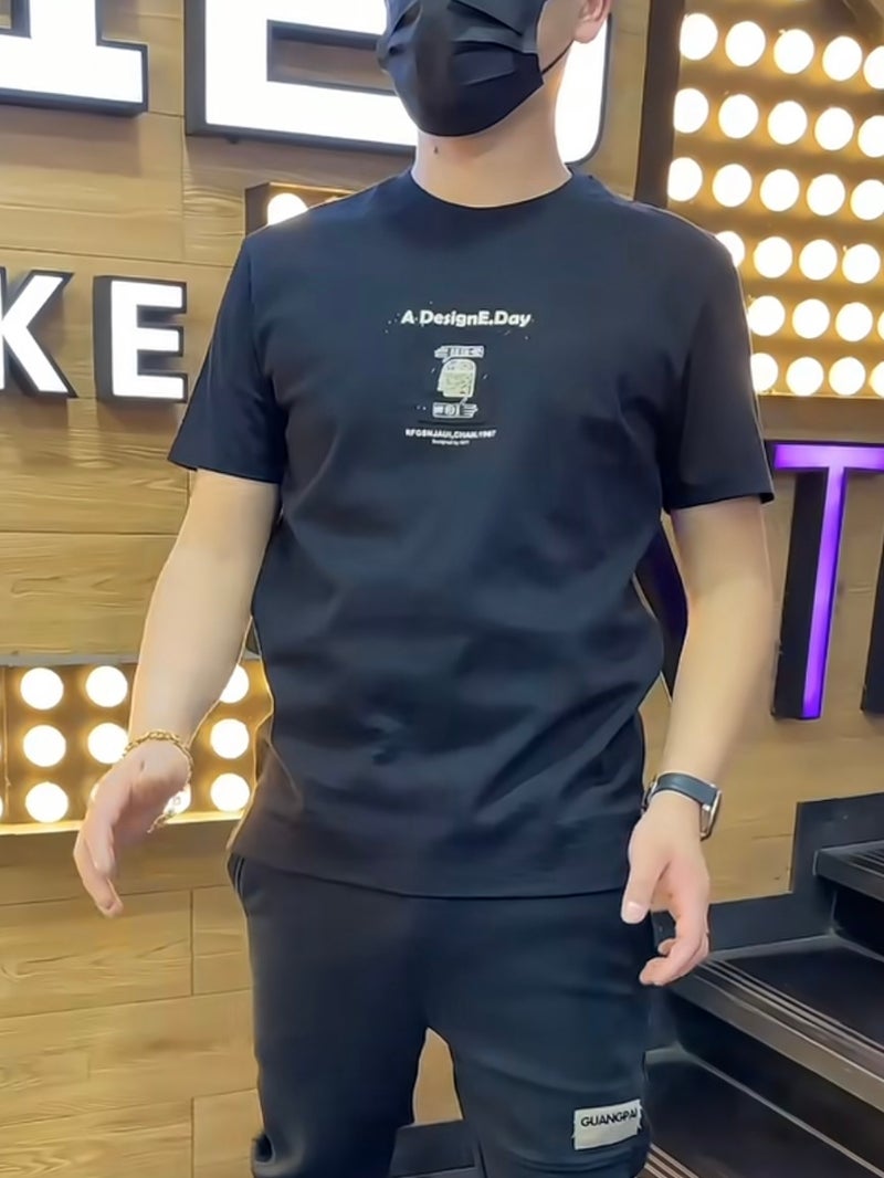 Summer Short-Sleeved T-Shirts For Men, -Selling Loose Letter Print Tops, Slim And Versatile Half-Sleeved T-Shirts - Image 3