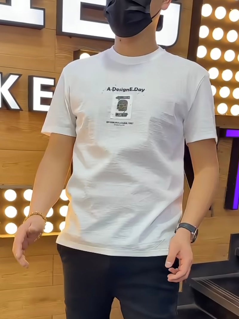 Summer Short-Sleeved T-Shirts For Men, -Selling Loose Letter Print Tops, Slim And Versatile Half-Sleeved T-Shirts - Image 5