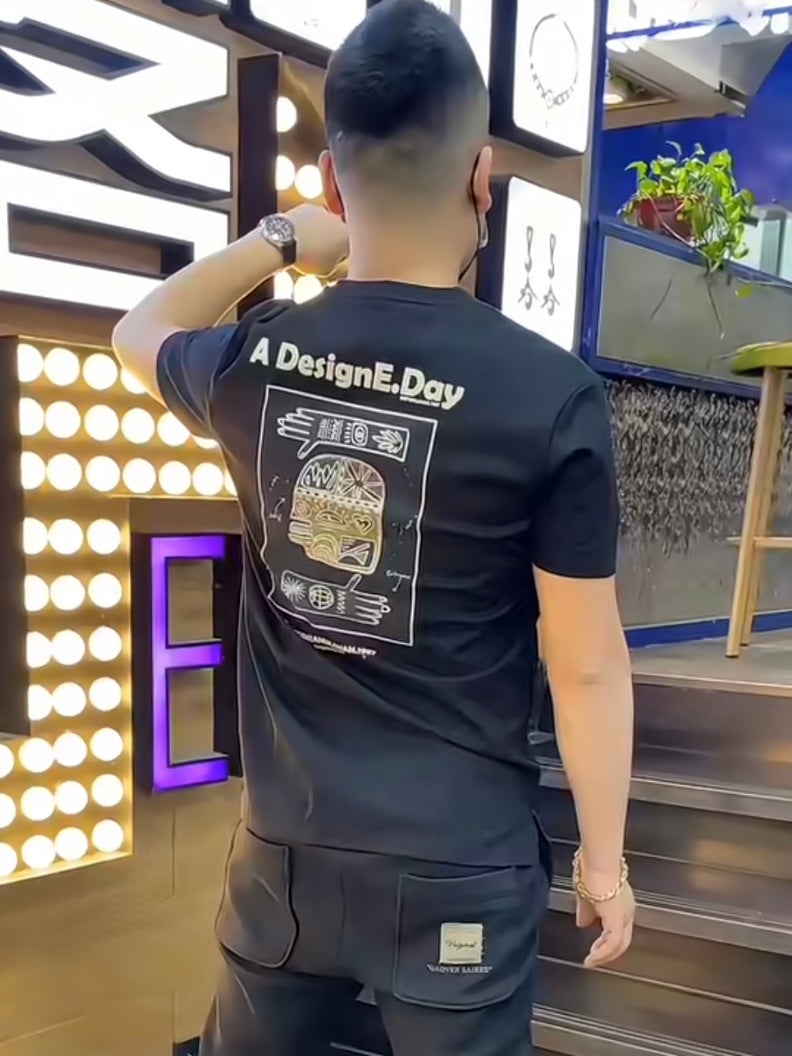 Summer Short-Sleeved T-Shirts For Men, -Selling Loose Letter Print Tops, Slim And Versatile Half-Sleeved T-Shirts - Image 1