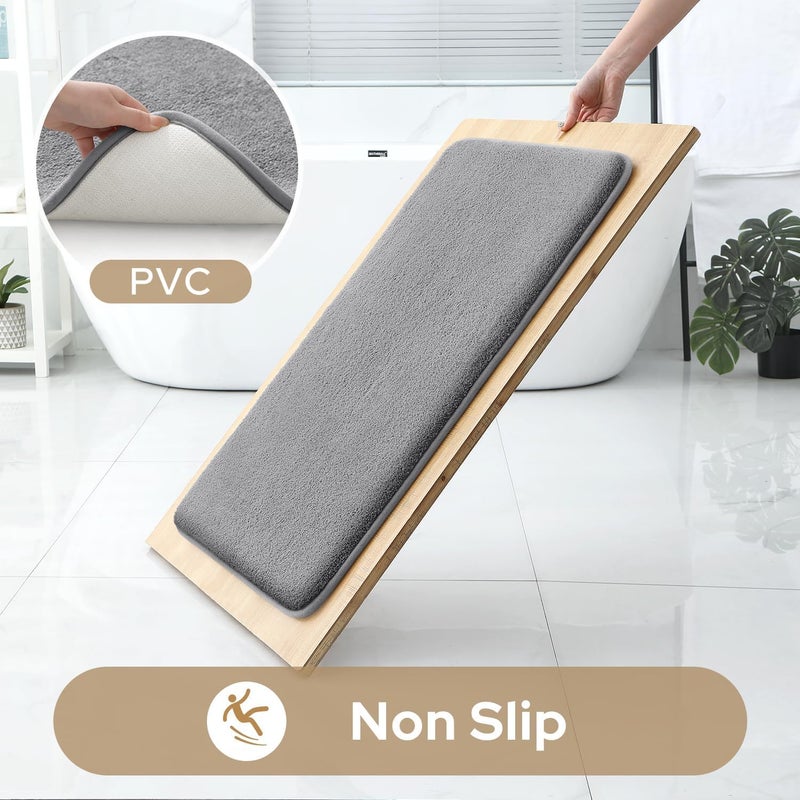 Home Brilliant Home Brilliant Memory Foam Non Slip Anti Fatigue Bath Mat Thick Absorbent Plush Velvet Bathroom Rug Machine Washable 20x32 Inch 17x24 Inch Grey - Image 4