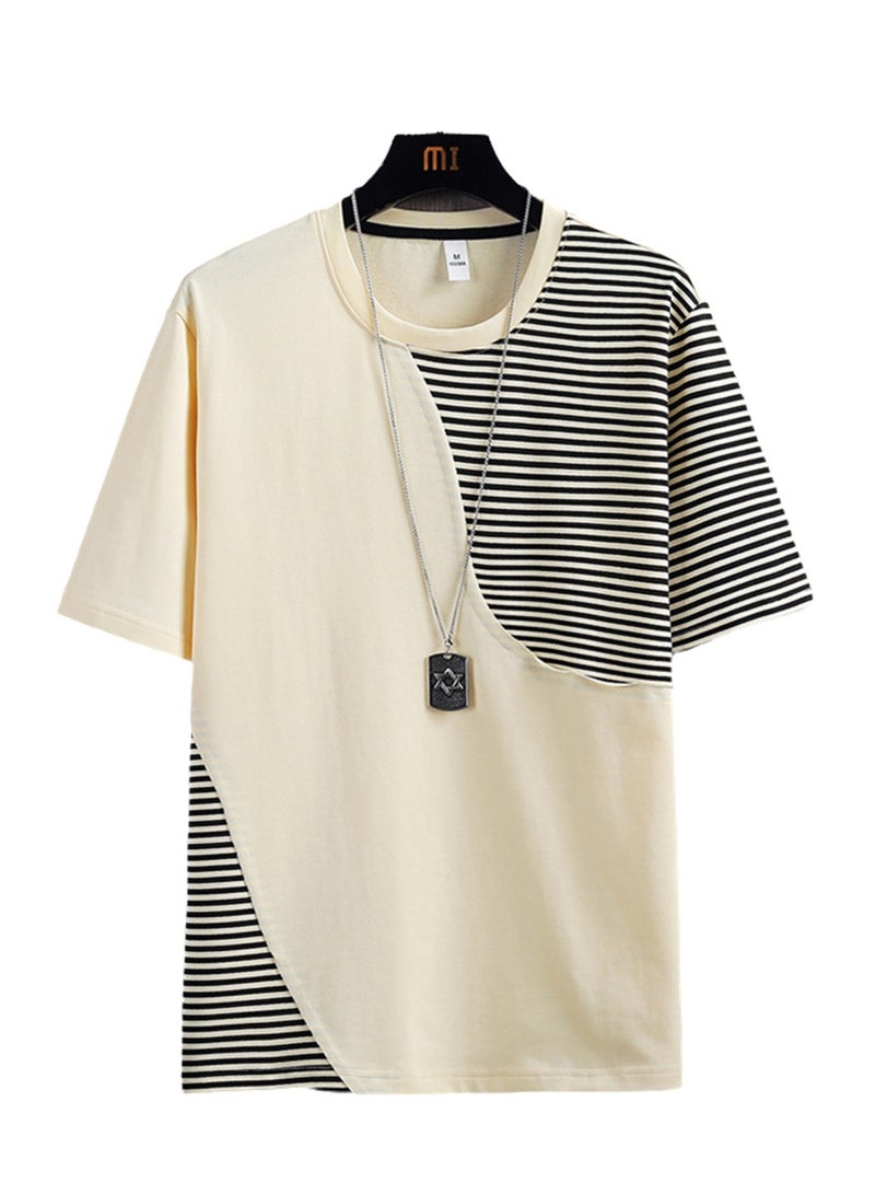 Pure cotton short-sleeved T-shirt men's summer trendy bottoming shirt loose casual T-shirt - Image 1