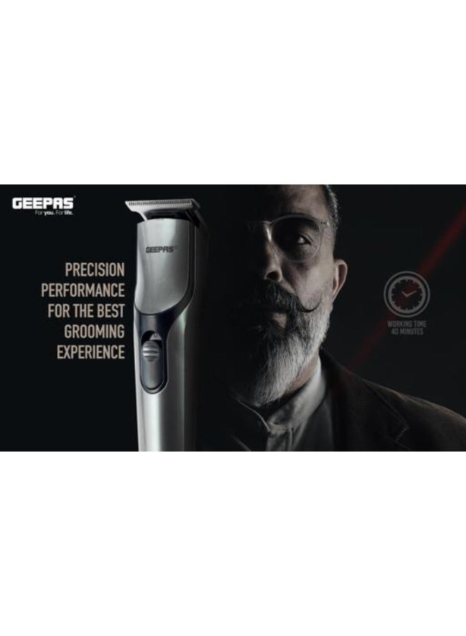 GEEPAS Rechargeable Hair, Cordless And Beard Trimmer With High Capacity Battery, Includes 4 Comb Attachments, Precision Stainless Steel Blade For Constant Cutting - Image 4