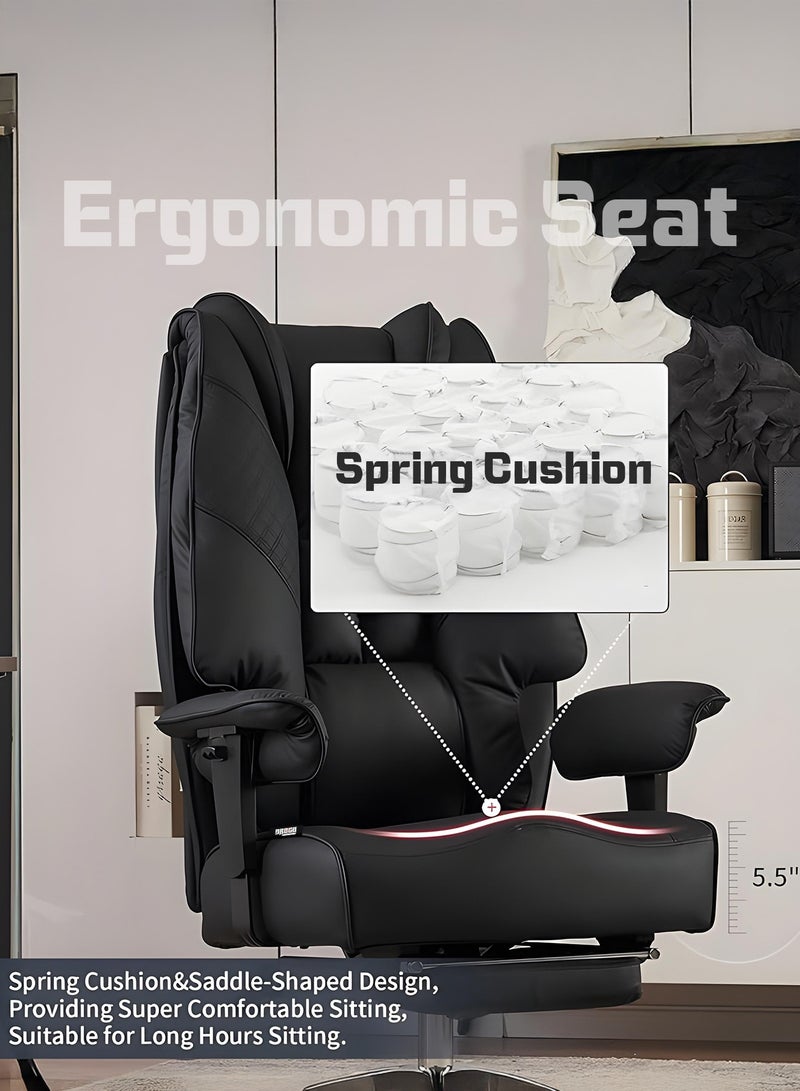 DROGO Monarch Pro Ergonomic Executive Office Chair for Work from Home, PU Leather Computer Chair for Study with High Back, Cushion Seat, Adjustable Armrest, Head & Lumbar Support | Gaming Chair with Footrest & Recline Black  - Image 3