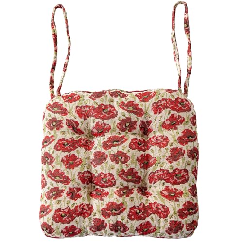 vctops Farmhouse Floral Print Chair Cushions with Ties UShaped Soft Comfortable Chair Pads Non Slip Seat Cushions for Indoor Dining Room and Kitchen Chairs Flower A16x16 - Image 1