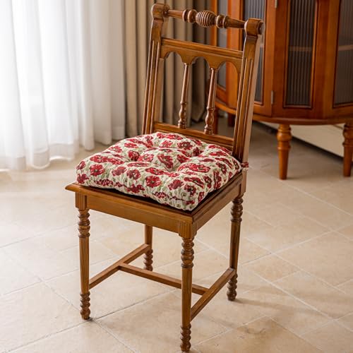 vctops Farmhouse Floral Print Chair Cushions with Ties UShaped Soft Comfortable Chair Pads Non Slip Seat Cushions for Indoor Dining Room and Kitchen Chairs Flower A16x16 - Image 3