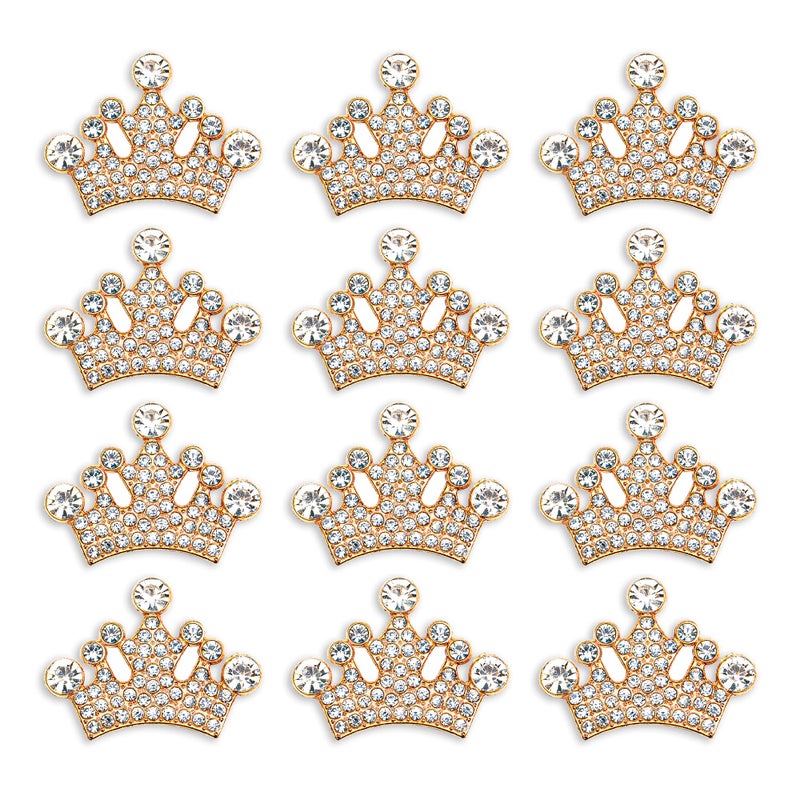 Rodvanvo 24 Piece Crown Jewelry Embellishment for DIY Handmade Hair Accessories Sneakers Clothes Party Decorations Gift Box DressRhinestone Alloy Appliques Decorative Home Decor Gold