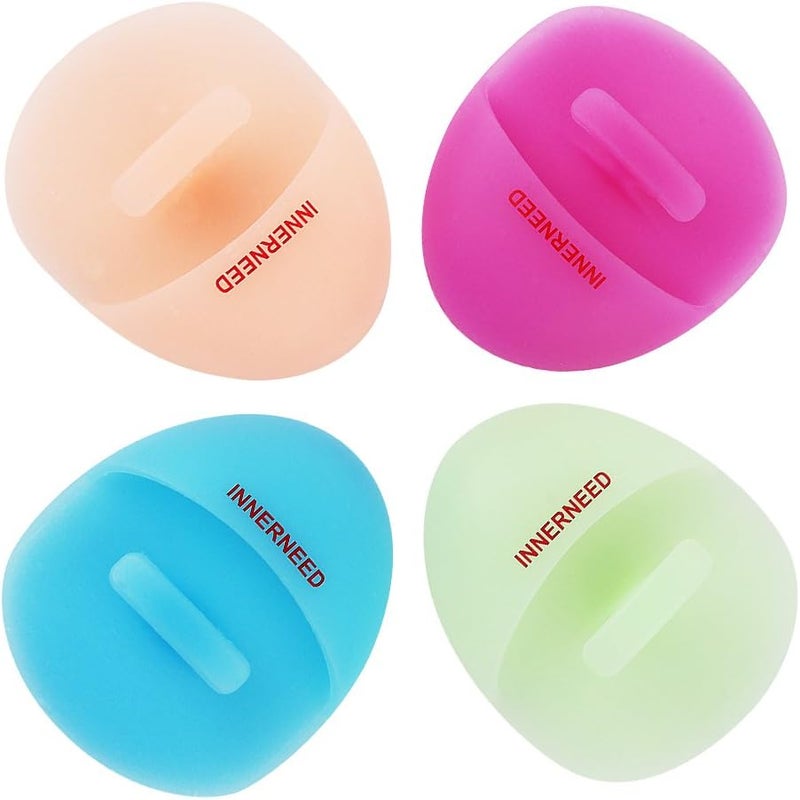 Innerneed Super Soft Silicone Face Cleanser and Massager Brush Manual Facial Cleansing Scrubber Handheld Wash Pad for Sensitive, Delicate, Dry Skin (Pack of 4) - Image 1